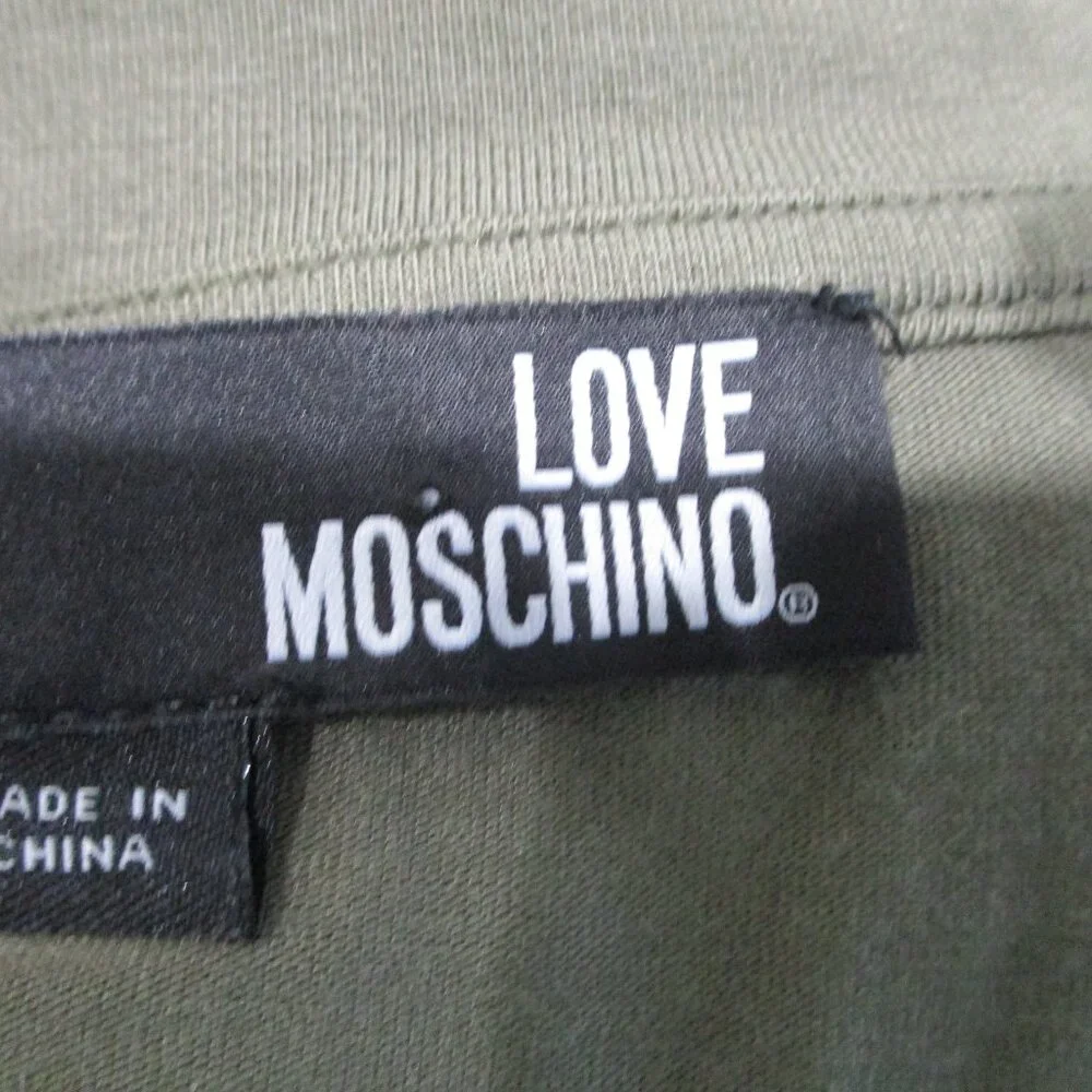 Love Moschino Short Sleeve Olive Green Jersey T-shirt Shift Dress